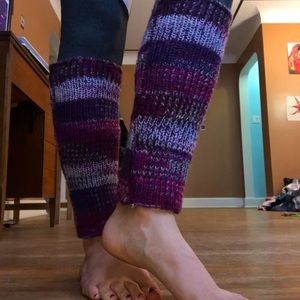 Cute purple knit leg warmers